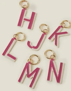 Accessorize Initial Colour Block Keyring Pink