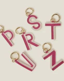 Accessorize Initial Colour Block Keyring Pink