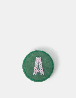 Accessorize Initial Embroidered Compact Mirror Green