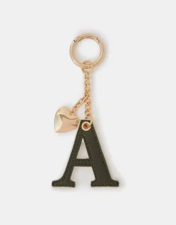Accessorize Initial Heart Bag Charm Green