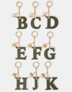 Accessorize Initial Heart Bag Charm Green