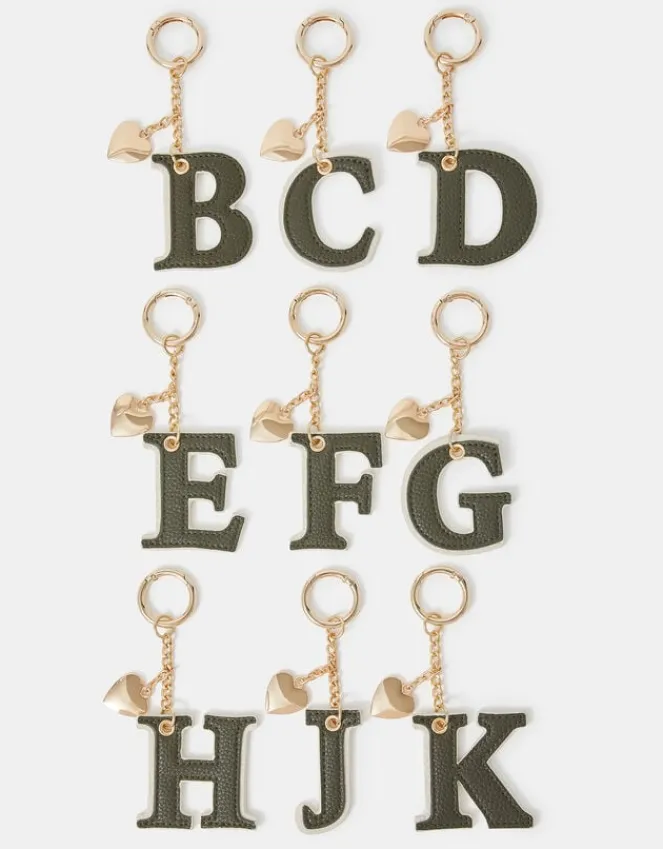 Accessorize Initial Heart Bag Charm Green