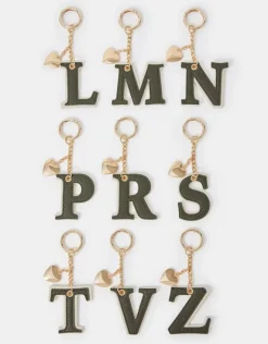 Accessorize Initial Heart Bag Charm Green