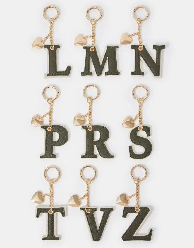 Accessorize Initial Heart Bag Charm Green