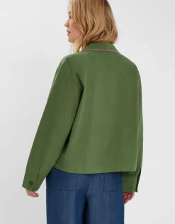 Accessorize Jasmine Embroidered Cotton Jacket Green