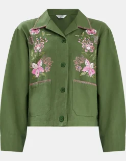 Accessorize Jasmine Embroidered Cotton Jacket Green
