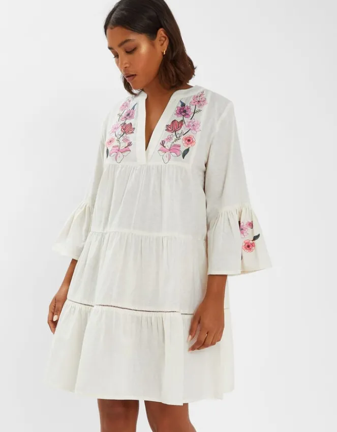 Accessorize Jasmine Embroidered Smock Dress White