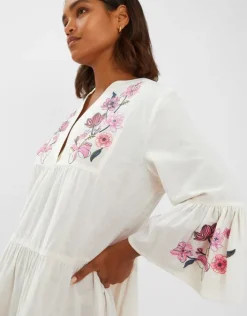 Accessorize Jasmine Embroidered Smock Dress White