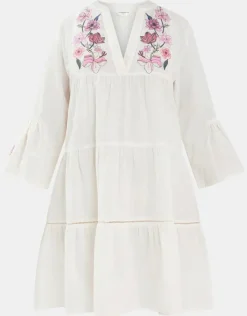 Accessorize Jasmine Embroidered Smock Dress White