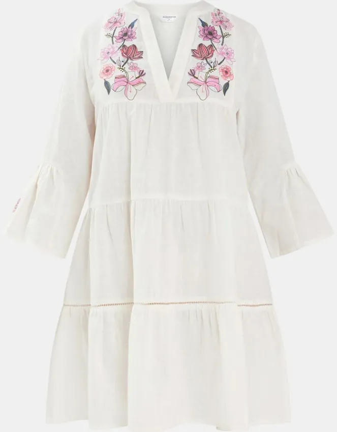 Accessorize Jasmine Embroidered Smock Dress White