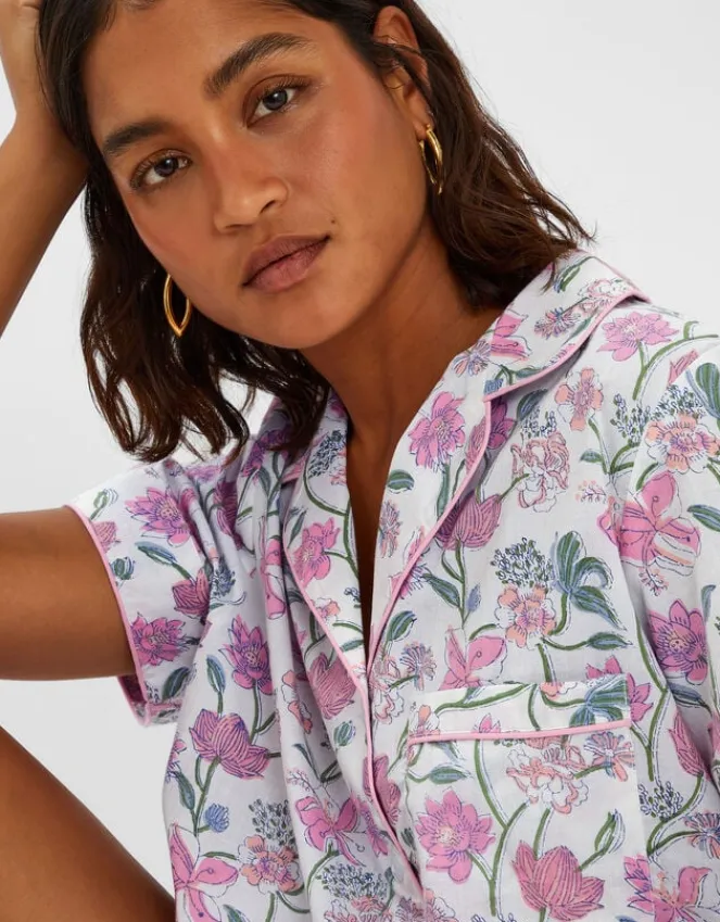 Accessorize Jasmine Floral Print Pyjama Set Pink