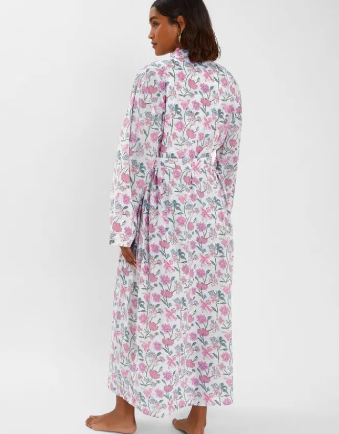 Accessorize Jasmine Print Cotton Dressing Gown Pink