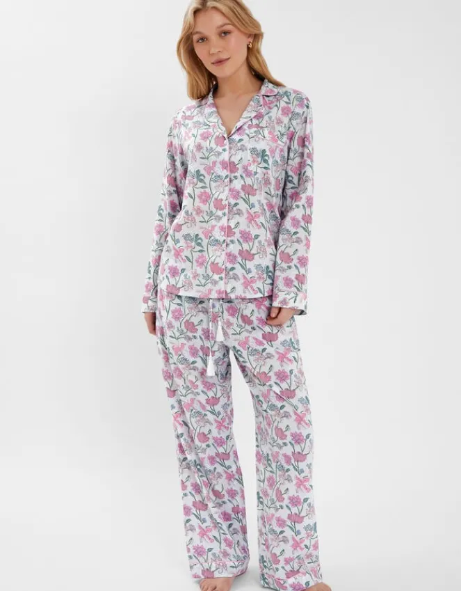Accessorize Jasmine Print Long Pyjamas Set Pink