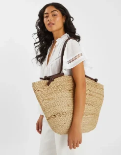 Accessorize Jute Basket Beach Bag