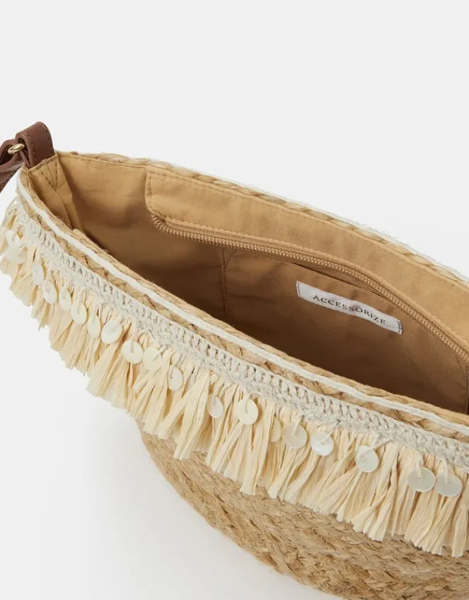 Accessorize Jute Fringe Crossbody Bag