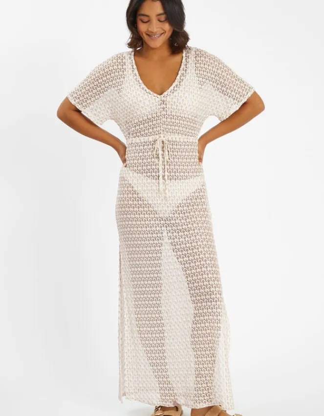 Accessorize Knit Kaftan Maxi Dress Gold