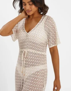 Accessorize Knit Kaftan Maxi Dress Gold