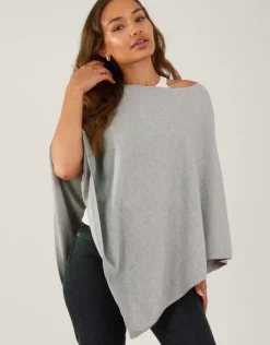 Accessorize Knit Poncho Grey