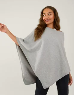 Accessorize Knit Poncho Grey