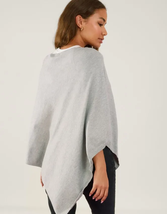Accessorize Knit Poncho Grey