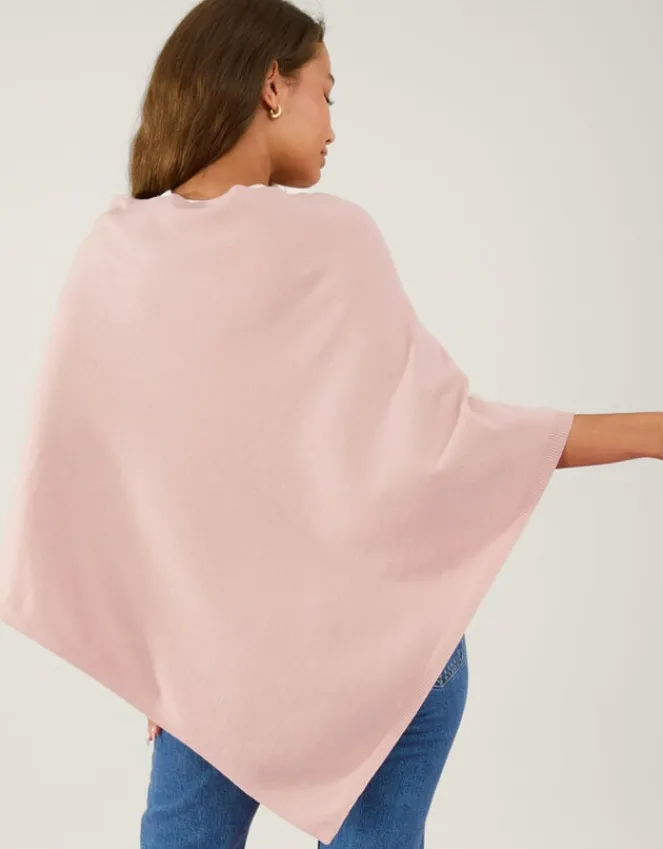 Accessorize Knit Poncho Pink
