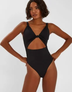 Accessorize Knot Cut-Out Swimsuit Black