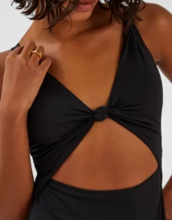 Accessorize Knot Cut-Out Swimsuit Black