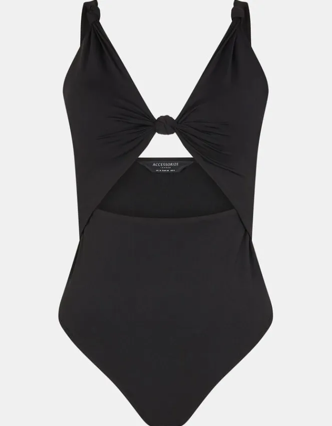 Accessorize Knot Cut-Out Swimsuit Black