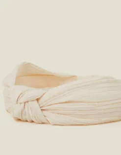 Accessorize Knot Fabric Headband Cream