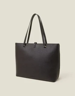 Accessorize Large Faux Leather Tote Bag Black
