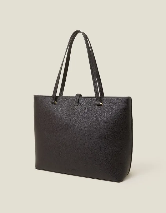 Accessorize Large Faux Leather Tote Bag Black