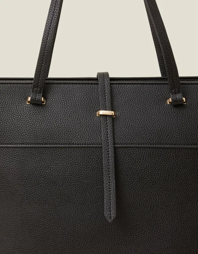 Accessorize Large Faux Leather Tote Bag Black