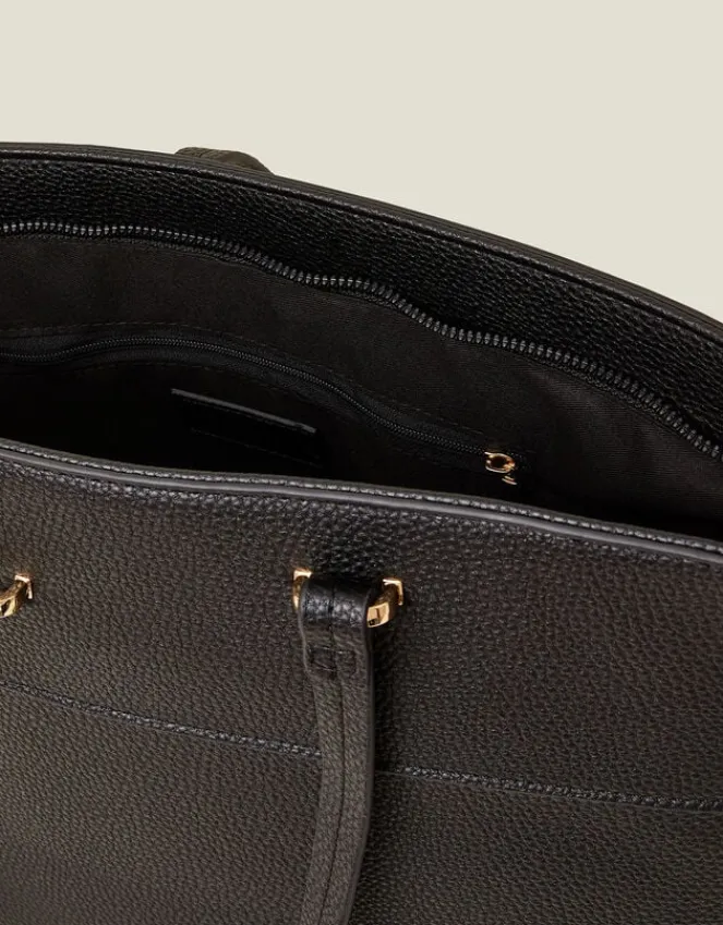 Accessorize Large Faux Leather Tote Bag Black