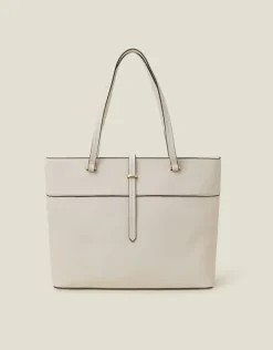 Accessorize Large Faux Leather Tote Bag Cream
