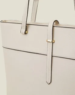 Accessorize Large Faux Leather Tote Bag Cream