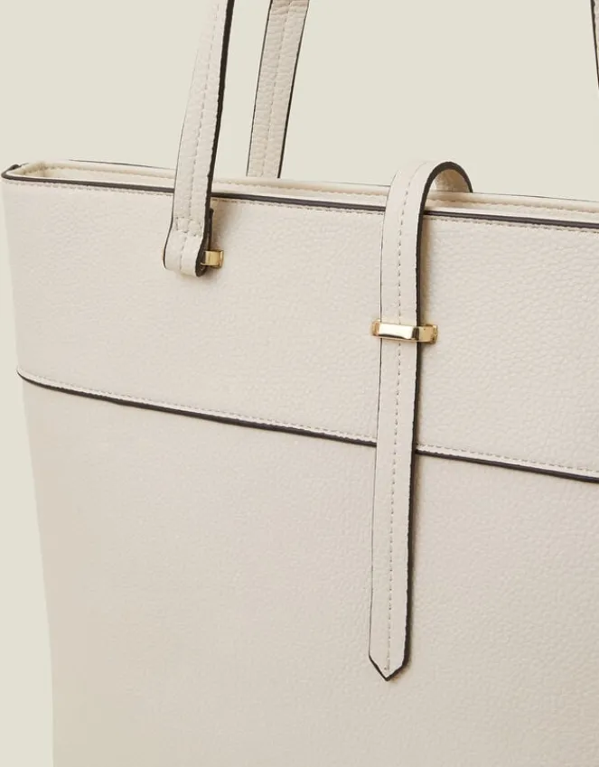 Accessorize Large Faux Leather Tote Bag Cream