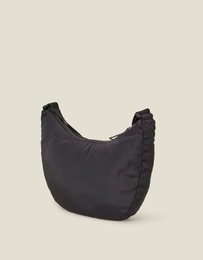 Accessorize Large Floral Quilted Sling Bag Black