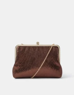 Accessorize Large Metallic Clip Frame Clutch Bag
