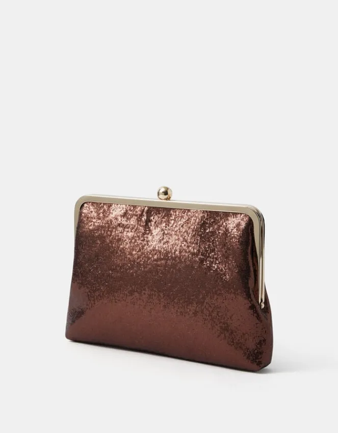 Accessorize Large Metallic Clip Frame Clutch Bag