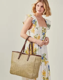 Accessorize Large Metallic Raffia Shopper Bag