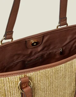 Accessorize Large Metallic Raffia Shopper Bag