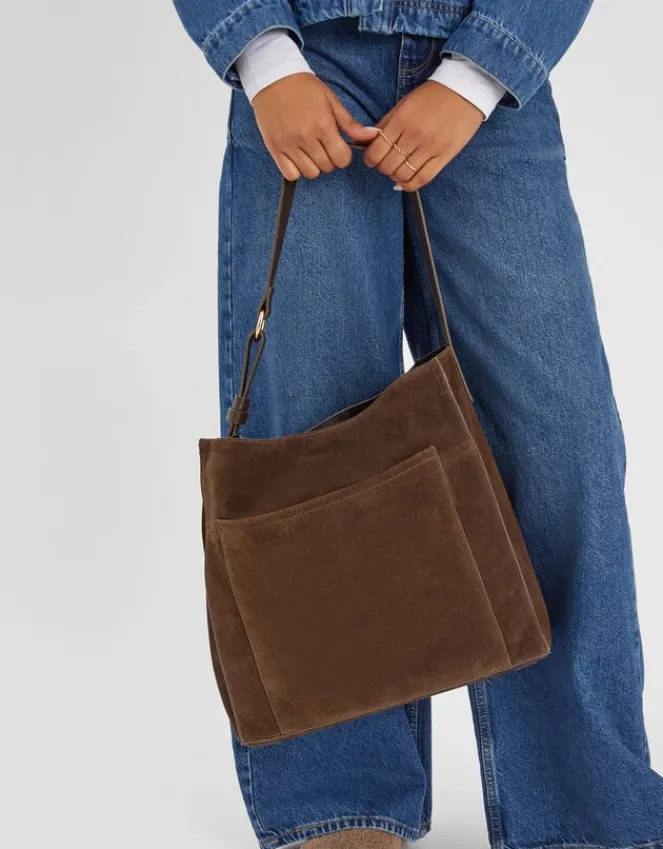 Accessorize Large Pocket Suede Shoulder Bag
