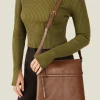 Accessorize Leather Large Messenger Bag Tan