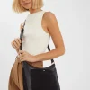 Accessorize Leather Messenger Cross-Body Bag Black