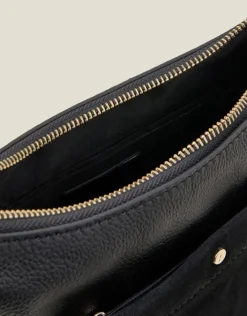Accessorize Leather Messenger Cross-Body Bag Black