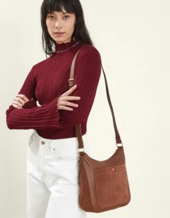 Accessorize Leather Messenger Cross-Body Bag Tan