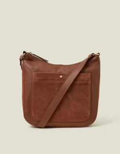 Accessorize Leather Messenger Cross-Body Bag Tan