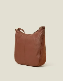 Accessorize Leather Messenger Cross-Body Bag Tan