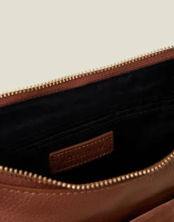 Accessorize Leather Messenger Cross-Body Bag Tan