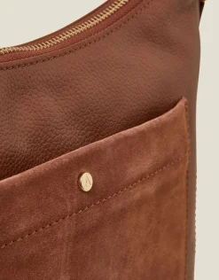Accessorize Leather Messenger Cross-Body Bag Tan